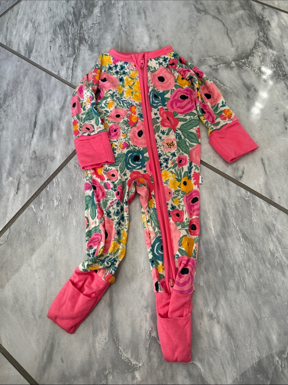 Little Sleepies Pink Floral Zip Footed One-Piece